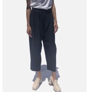 Suzanne Rae Black Wide Leg Cropped Windbreaker Pants